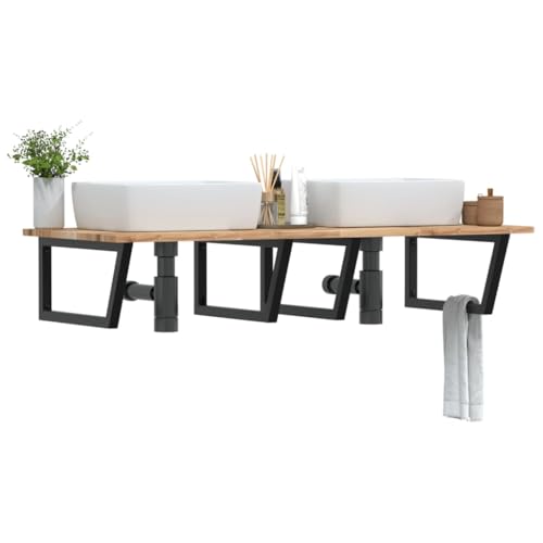 Waschbecken Ablage mit Stahlhalterung und massiver Holzplatte ¨C ideal f¨¹r Cremes, Handt¨¹Cher und Accessoires Waschbecken Ablage mit Stahlhalterung und massiver Holzplatte ¨C ideal f¨¹r Cremes, Handt¨¹Cher und Accessoires von HOMEELIKE