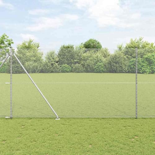 Wetterfester Gartenzaun aus Stahl Silber 1,6 x 10 m Mit Pfosten UV-Bestaendig Zaun fuer Tiergehege von HOMEELIKE
