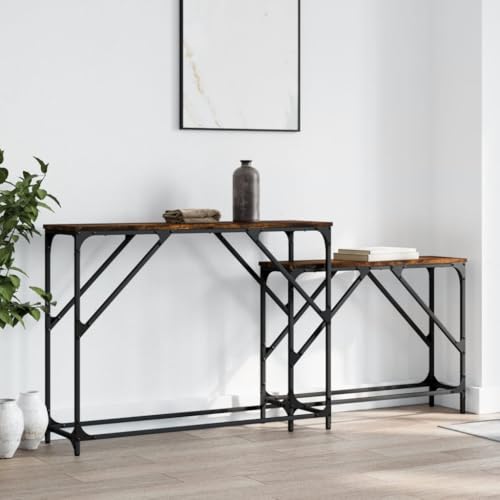 Widerstandsf?hige Konsolentische 2er Set aus hochwertigem Holzwerkstoff mit Metallrahmen von HOMEELIKE