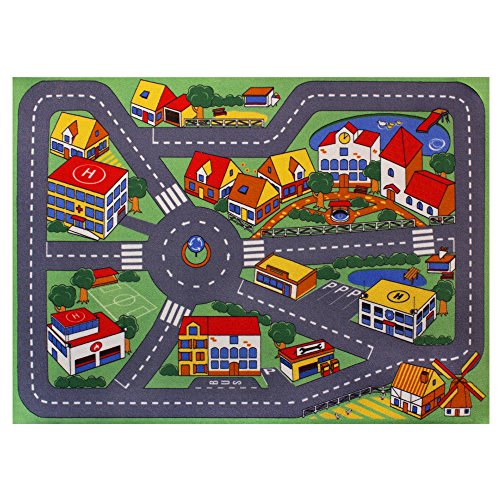 HOMEFACTO:RI Mats Spielteppich Crooz Stadt Straßen Kinder Teppich WASCHBAR Anti-Rutsch 95x133cm von HOMEFACTO:RI Mats