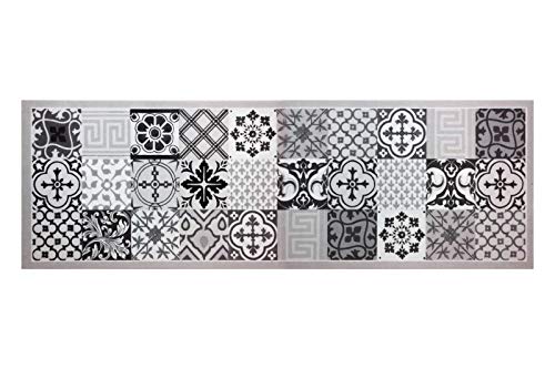 HOMEFACTO:RI Küchenläufer Brücke Läufer Kachel Fliesen Mosaik grau | Anti-Rutsch Waschbar, Größe:ca. 45 x 145 cm, Designs:Mosaik | grau schwarz von HOMEFACTO:RI