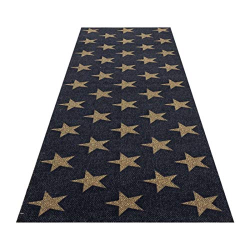 HOMEFACTO:RI Küchenläufer Küchenteppich Teppichläufer Brücke Sterne Stars | waschbar, Größe:ca. 45 x 145 cm, Designs:Sterne | schwarz braun von HOMEFACTO:RI