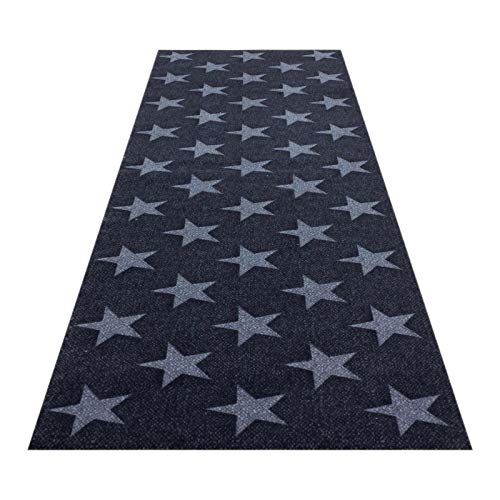 HOMEFACTO:RI Küchenläufer Küchenteppich Teppichläufer Brücke Sterne Stars | waschbar, Größe:ca. 45 x 145 cm, Designs:Sterne | schwarz grau von HOMEFACTO:RI
