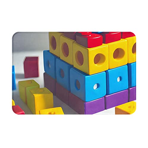 HOMEFC Bunte Baustein-Fußmatte für drinnen und draußen, für den Innen- und Außenbereich, 40,6 x 61 cm, rutschfeste Outdoor-Fußmatten, leicht zu reinigen, Weiß HOMEFC Bunte Baustein-Fußmatte für drinnen und draußen, für den Innen- und Außenbereich, 40,6 x 61 cm, rutschfeste Outdoor-Fußmatten, leicht zu reinigen, Weiß von HOMEFC