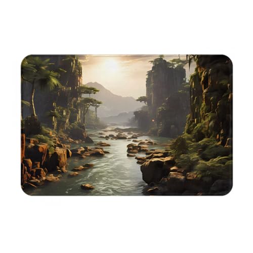 HOMEFC Fußmatte Berge und Flüsse für drinnen und draußen, Terrassen-Eingangsmatten, Willkommens-Matten, 40,6 x 61 cm, rutschfeste Outdoor-Fußmatten, leicht zu reinigen von HOMEFC