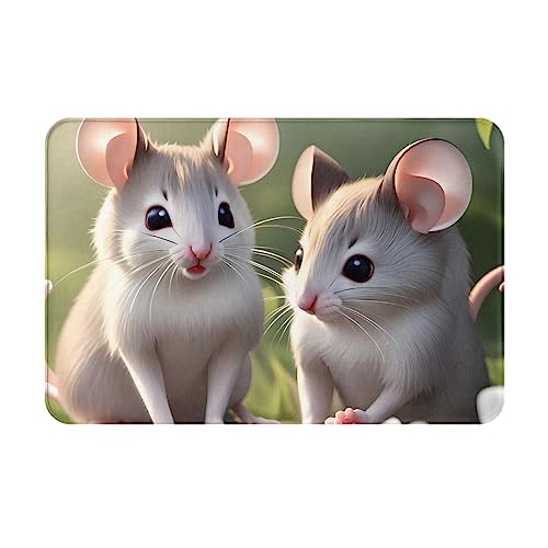 HOMEFC Fußmatte mit Maus in Love, für drinnen und draußen, 40,6 x 61 cm, rutschfeste Outdoor-Fußmatten, leicht zu reinigen von HOMEFC