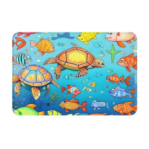 HOMEFC Fußmatte mit Schildkröten- und Fischmotiv, für drinnen und draußen, 40,6 x 61 cm, rutschfeste Outdoor-Fußmatten, leicht zu reinigen HOMEFC Fußmatte mit Schildkröten- und Fischmotiv, für drinnen und draußen, 40,6 x 61 cm, rutschfeste Outdoor-Fußmatten, leicht zu reinigen von HOMEFC