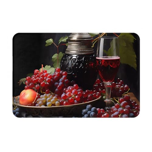 HOMEFC Fußmatte mit Trauben und Weinmotiv, für drinnen und draußen, 40,6 x 61 cm, rutschfeste Outdoor-Fußmatten, leicht zu reinigen, Weiß HOMEFC Fußmatte mit Trauben und Weinmotiv, für drinnen und draußen, 40,6 x 61 cm, rutschfeste Outdoor-Fußmatten, leicht zu reinigen, Weiß von HOMEFC
