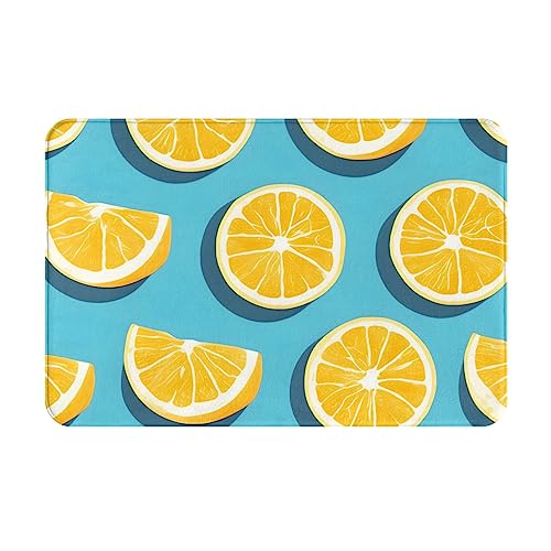 HOMEFC Fußmatte mit Zitronenkeilen, für Innen- und Außenbereich, 40,6 x 61 cm, rutschfest, leicht zu reinigen, Weiß von HOMEFC