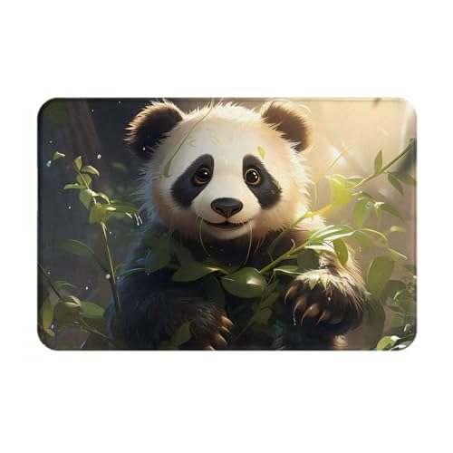 HOMEFC Fußmatte mit niedlichem Panda-Pflanzenmotiv, für Innen- und Außenbereich, 40,6 x 61 cm, rutschfeste Outdoor-Fußmatten, leicht zu reinigen von HOMEFC