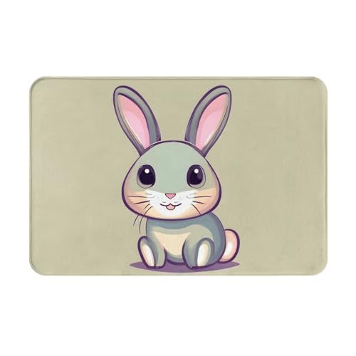 HOMEFC Fußmatte mit niedlichem kleinen Häschen, für drinnen und draußen, 40,6 x 61 cm, rutschfeste Outdoor-Fußmatten, leicht zu reinigen von HOMEFC