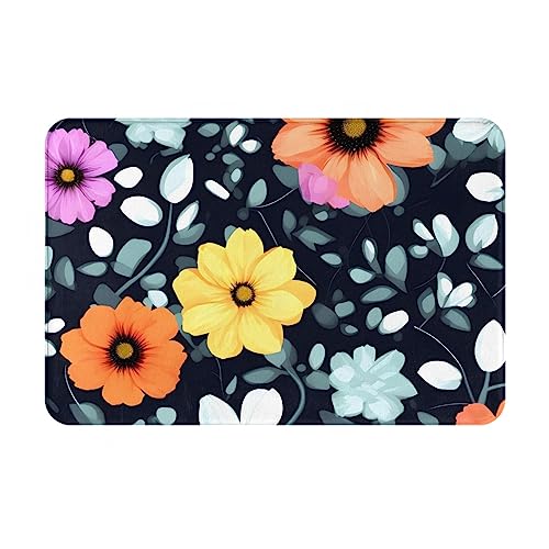 HOMEFC Fußmatte mit schönen bunten Blumen, für Innen- und Außenbereich, 40,6 x 61 cm, rutschfest, leicht zu reinigen von HOMEFC