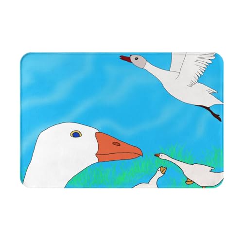 HOMEFC Happy White Goose Fußmatte für drinnen und draußen, Türmatten für den Innen- und Außenbereich, 40,6 x 61 cm, rutschfeste Outdoor-Fußmatten, leicht zu reinigen von HOMEFC