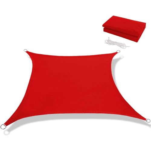 HOMEFC Sonnenschutzsegel Baldachin, rechteckiger Stoffschirm ft, atmungsaktiver Blockbaldachin für den Außenbereich,Rot,10 * 10 * 10ft von HOMEFC