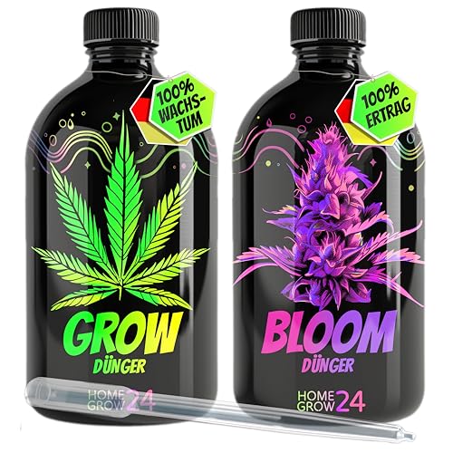 HOMEGROW24 Cannabis Dünger Duo - Grow und Bloom Flüssig NPK Pflanzendünger für Indoor, Outdoor & Autoflower und Growbox geeignetes Hanf Dünger Anbau Set von HOMEGROW24