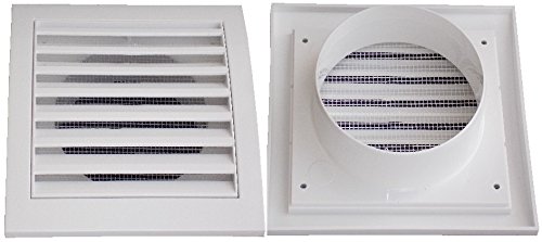 Air Ventilation Plastic Grill Ø100 148 mm x 153 Air/White von HOMEHOBBY