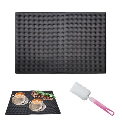 HOMEJOY 45x30cm Bar Service Matte Barmatte Abtropfmatte aus Silikon Abtropfmatte rutschfest Trockenmatte Geschirr Trocknungs Pad für Bar Club Küche Café, Schwarz von HOMEJOY