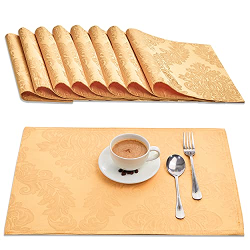 Homejoy Platzsets 8er Set - Rechteck Rechteckig Wasserdicht Stoff Polyester Tuch Waschbar Abwischbar Hitzebeständig Tischsets für Küche Esstisch Indoor 13 X 19 Zoll Gold von HOMEJOY