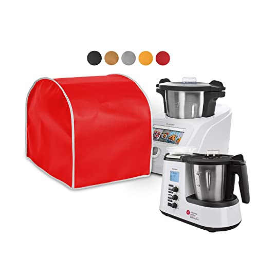 HOMELAY Schutzhülle von hoher Qualität, kompatibel mit Monsieur Cuisine Connect und Plus. Handgefertigt. Material: Kunstleder, schmutzabweisend, antibakteriell. Farbiger Bezug (Rot) von HOMELAY