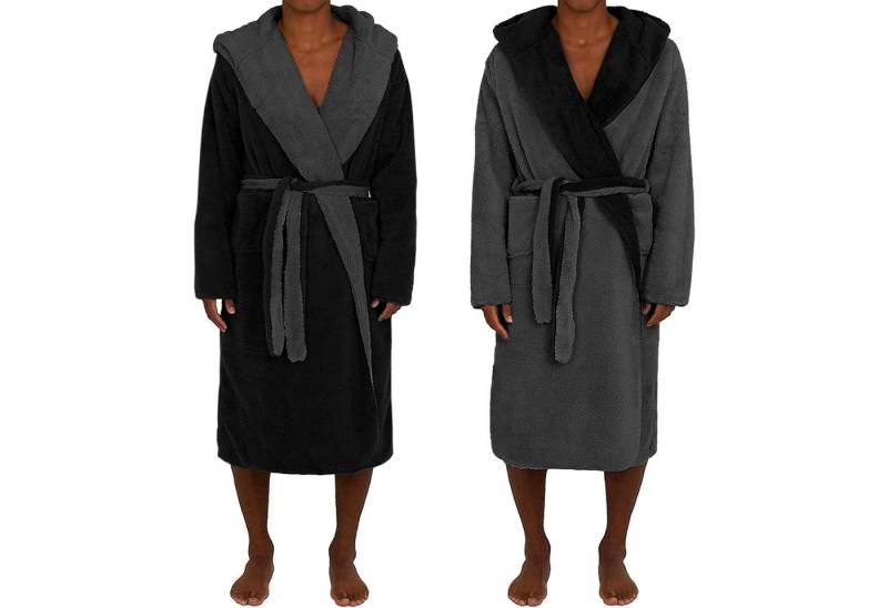 HOMELEVEL Badematte Wende Herren Bademantel Saunamantel Größe L Schwarz/Anthrazit, Höhe 1200,00 mm, Polyester, Sherpa Fleece Kuschelbademantel mit Lammfell Optik reversible Bathrobe HOMELEVEL Badematte Wende Herren Bademantel Saunamantel Größe L Schwarz/Anthrazit, Höhe 1200,00 mm, Polyester, Sherpa Fleece Kuschelbademantel mit Lammfell Optik reversible Bathrobe von HOMELEVEL