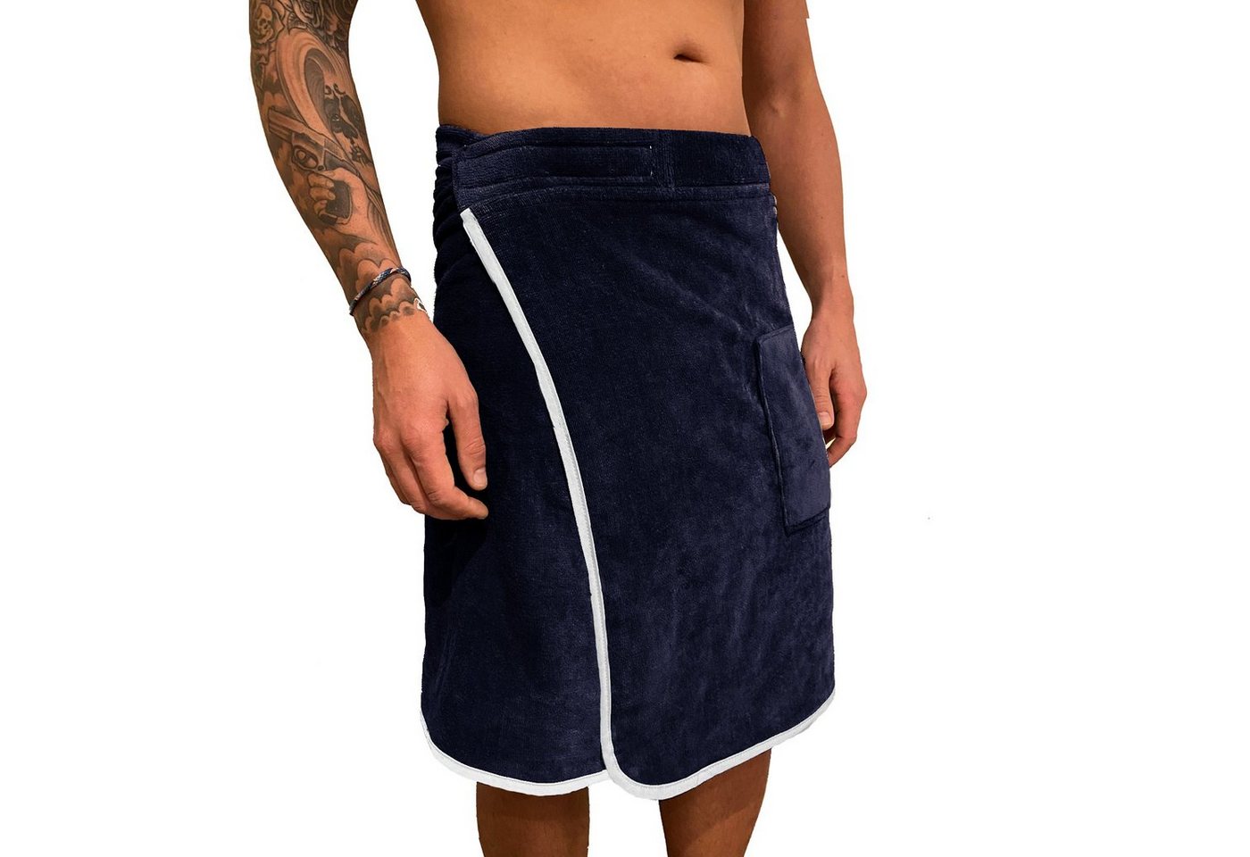 HOMELEVEL Saunatuch Saunahandtuch Saunakilt für Herren Sauna Kilt für Männer aus Baumwolle, (1-St), Saunatuch Herren mit Tasche verstellbares Sauna Tuch Handtuch Männer von HOMELEVEL