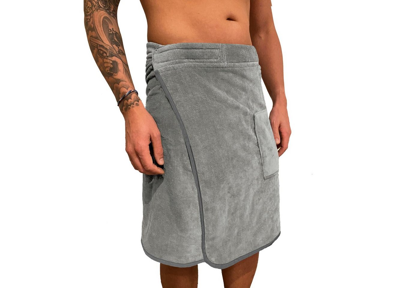 HOMELEVEL Saunatuch Saunahandtuch Saunakilt für Herren Sauna Kilt für Männer aus Baumwolle, (1-St), Saunatuch Herren mit Tasche verstellbares Sauna Tuch Handtuch Männer von HOMELEVEL