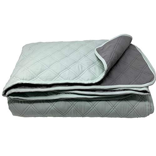 HOMELEVEL Tagesdecke Bett & Sofaüberwurf 220cm x 200cm Bettüberwurf Sofa Tages Decken Betthusse XXL Decke Überwurf Mint/Grau von HOMELEVEL