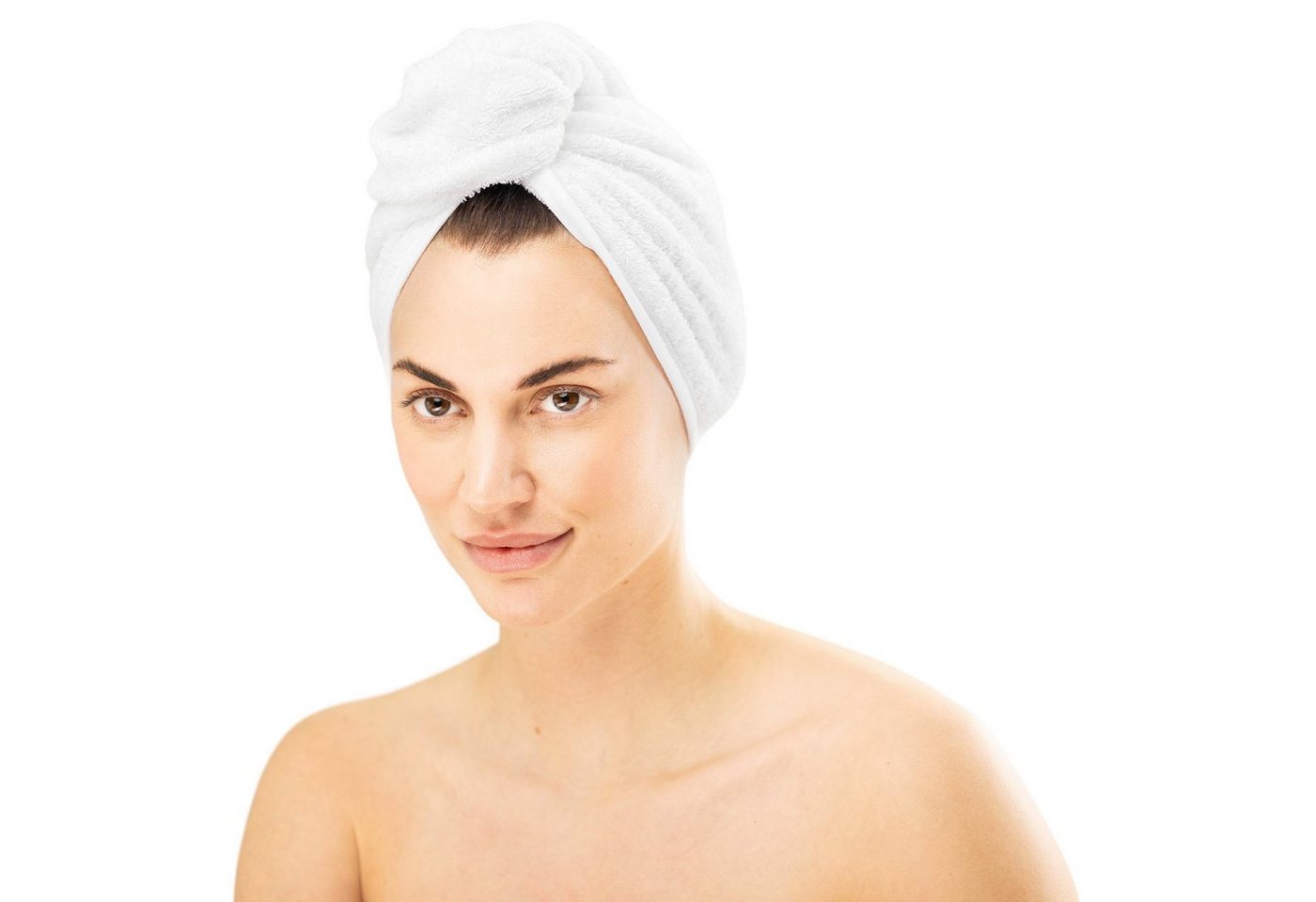 HOMELEVEL Turban-Handtuch Frottee Haarturban für lange Haare aus 100% Baumwolle in Weiß, (1-St) von HOMELEVEL