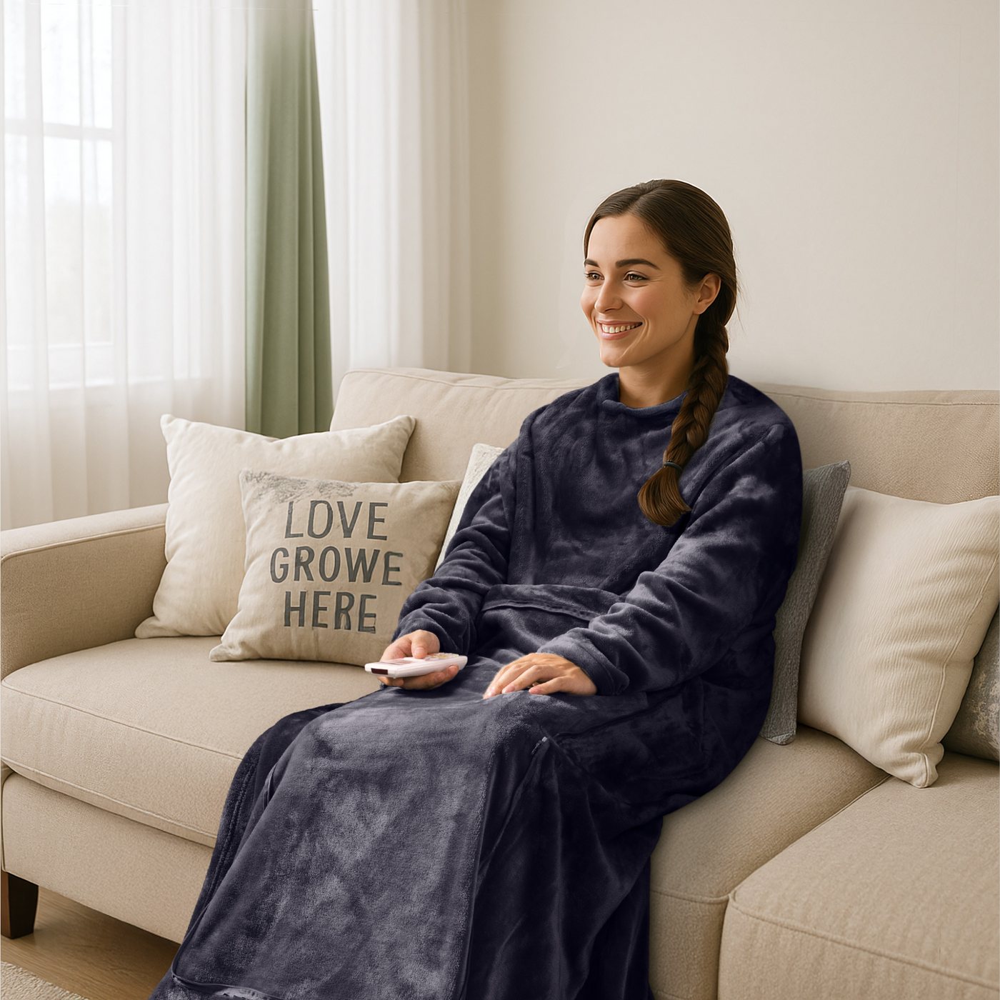 Wohndecke Kuschel Decke zum Anziehen - Deckenpullover - Deckenpulli in Grau, HOMELEVEL, Decke mit Ärmeln - Kuscheldecke mit Ärmeln - Tragbare Ärmeldecke Wohndecke Kuschel Decke zum Anziehen - Deckenpullover - Deckenpulli in Grau, HOMELEVEL, Decke mit Ärmeln - Kuscheldecke mit Ärmeln - Tragbare Ärmeldecke von HOMELEVEL