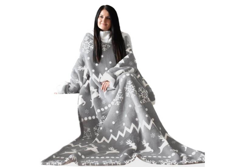 Wohndecke Kuscheldecke mit Ärmeln - Microfaser - TV-Decke - 200x150cm, HOMELEVEL von HOMELEVEL