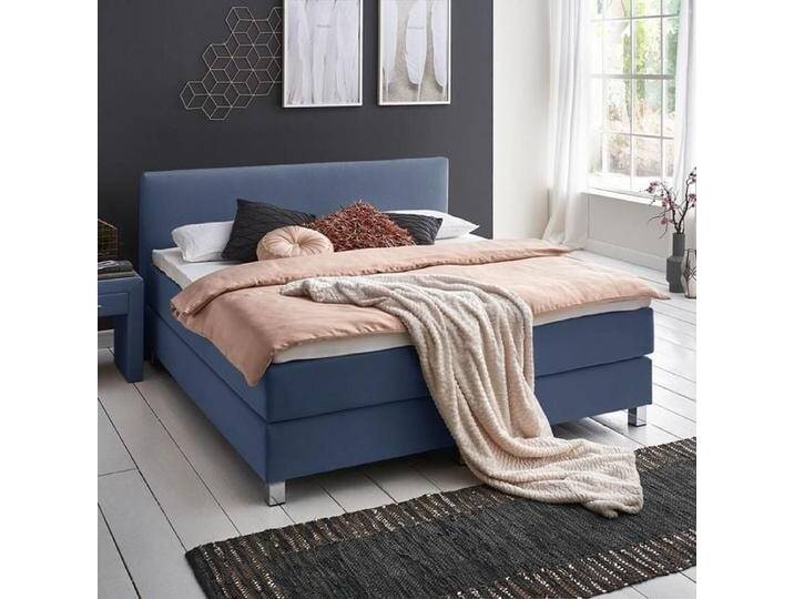 HOMELIV. Boxspringbett Ferryland Webstoff 200x200cm Bonellfederkern-Box Härtegrad: H2 Blau klassischer Stil HOMELIV. Boxspringbett Ferryland Webstoff 200x200cm Bonellfederkern-Box Härtegrad: H2 Blau klassischer Stil von HOMELIV