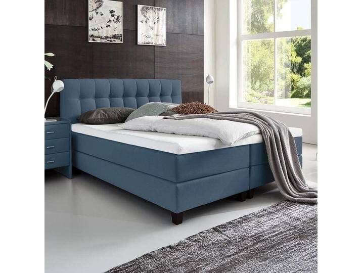 HOMELIV. Boxspringbett Luciano Webstoff 160x200cm Box ohne Federung Härtegrad: H2 Blau klassischer Stil HOMELIV. Boxspringbett Luciano Webstoff 160x200cm Box ohne Federung Härtegrad: H2 Blau klassischer Stil von HOMELIV