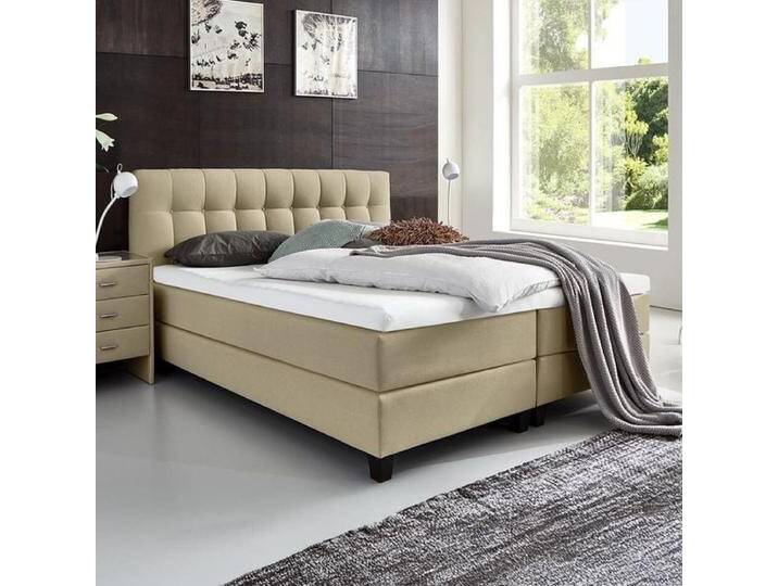 HOMELIV. Boxspringbett Luciano Webstoff 200x200cm Bonellfederkern-Box Härtegrad: H3 klassischer Stil von HOMELIV