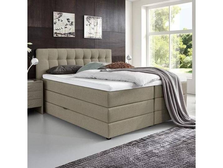 HOMELIV. Boxspringbett Luciano Webstoff mit Bettkasten 180x200cm Bonellfederkern-Box Härtegrad: H2 klassischer Stil, Mit von HOMELIV