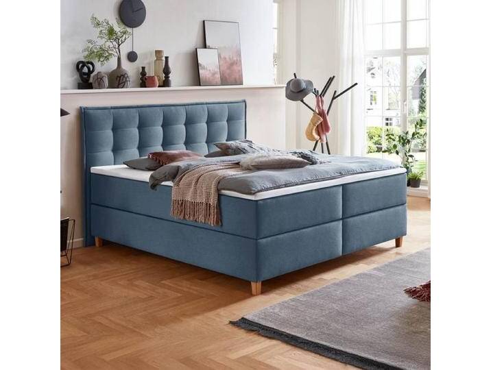 HOMELIV. Boxspringbett Lusaka Webstoff 140x200cm Bonellfederkern-Box Härtegrad: H3 Blau skandinavisch HOMELIV. Boxspringbett Lusaka Webstoff 140x200cm Bonellfederkern-Box Härtegrad: H3 Blau skandinavisch von HOMELIV
