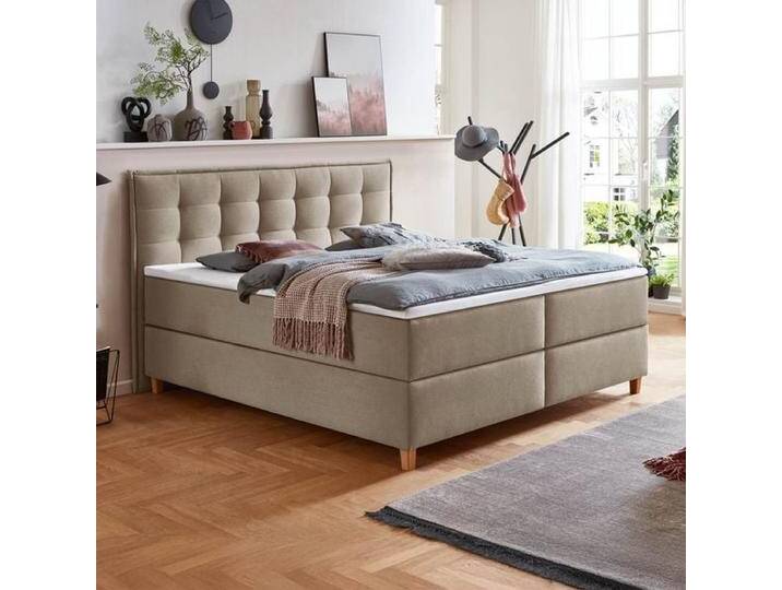 HOMELIV. Boxspringbett Lusaka Webstoff 200x200cm Bonellfederkern-Box Härtegrad: H2 Taupe skandinavisch HOMELIV. Boxspringbett Lusaka Webstoff 200x200cm Bonellfederkern-Box Härtegrad: H2 Taupe skandinavisch von HOMELIV