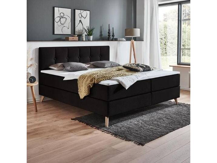 HOMELIV. Boxspringbett Maliana Webstoff 100x200cm Bonellfederkern-Box Härtegrad: H3 Schwarz skandinavisch von HOMELIV