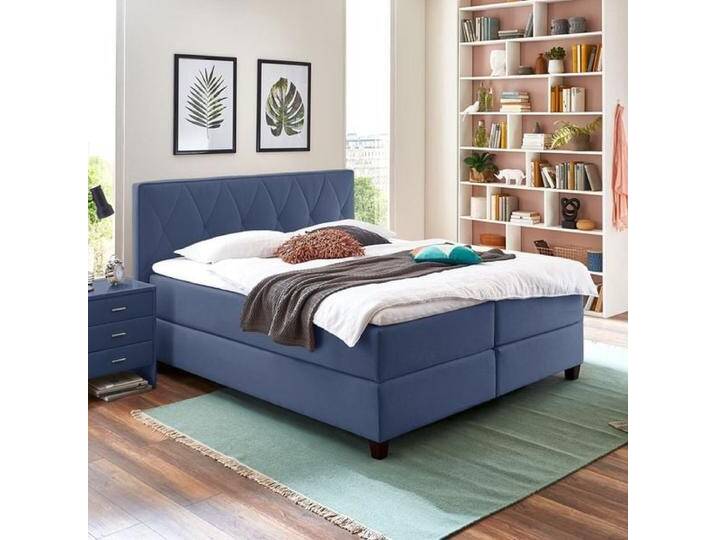 HOMELIV. Boxspringbett Midway Webstoff 160x200cm Bonellfederkern-Box Härtegrad: H2 Blau klassischer Stil HOMELIV. Boxspringbett Midway Webstoff 160x200cm Bonellfederkern-Box Härtegrad: H2 Blau klassischer Stil von HOMELIV