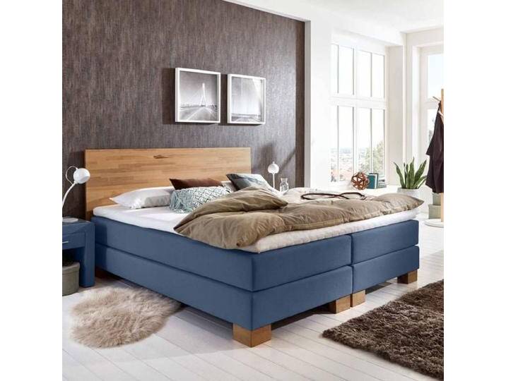 HOMELIV. Boxspringbett Peachland Webstoff 180x200cm Bonellfederkern-Box Härtegrad: H2 Blau klassischer Stil von HOMELIV