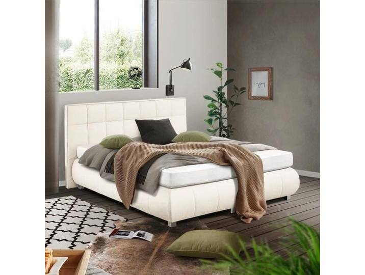 HOMELIV. Boxspringbett Seattle Kunstleder 100x200cm Bonellfederkern-Box Härtegrad: H2 Weiß kolonial HOMELIV. Boxspringbett Seattle Kunstleder 100x200cm Bonellfederkern-Box Härtegrad: H2 Weiß kolonial von HOMELIV