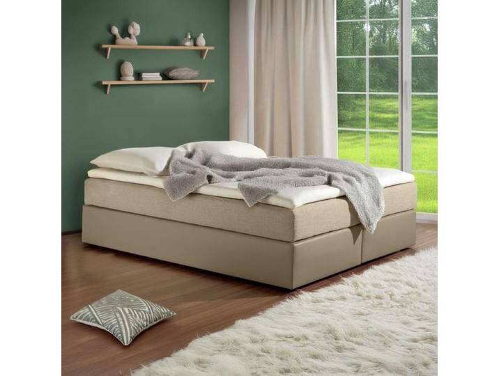 HOMELIV. Boxspringbett Sydney Kunstleder/Webstoff ohne Kopfteil 140x200cm Bonellfederkern-Box Härtegrad: H3 Taupe klassischer Stil HOMELIV. Boxspringbett Sydney Kunstleder/Webstoff ohne Kopfteil 140x200cm Bonellfederkern-Box Härtegrad: H3 Taupe klassischer Stil von HOMELIV