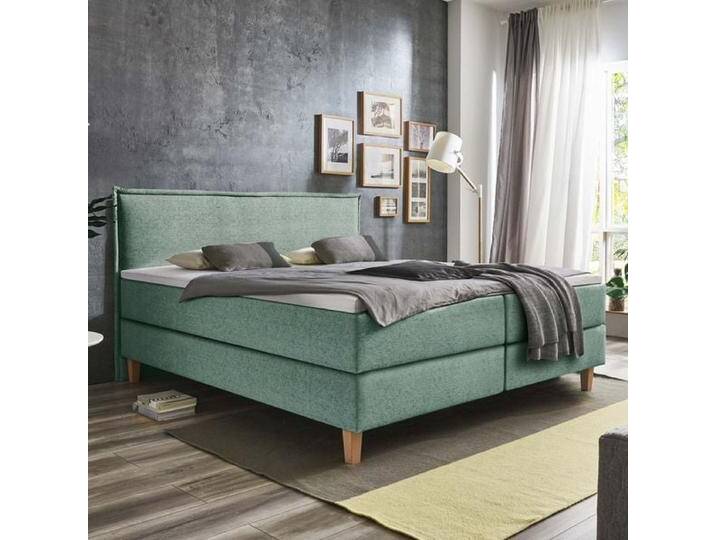 HOMELIV. Boxspringbett Zibo Webstoff 100x200cm Box ohne Federung Härtegrad: H3 Blau skandinavisch von HOMELIV