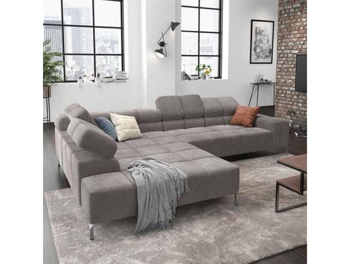 HOMELIV. Cambridge Ecksofa 321x216x85cm Feincord Hellgrau von HOMELIV