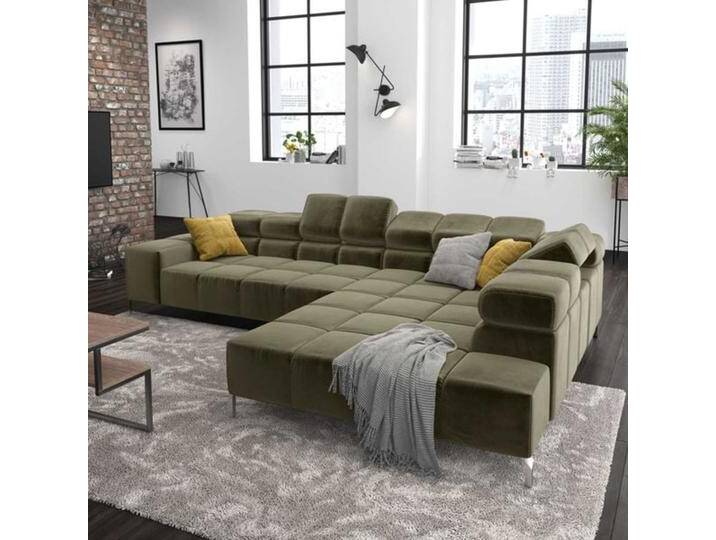 HOMELIV. Cambridge Ecksofa 321x216x85cm Velvet Oliv Grün von HOMELIV