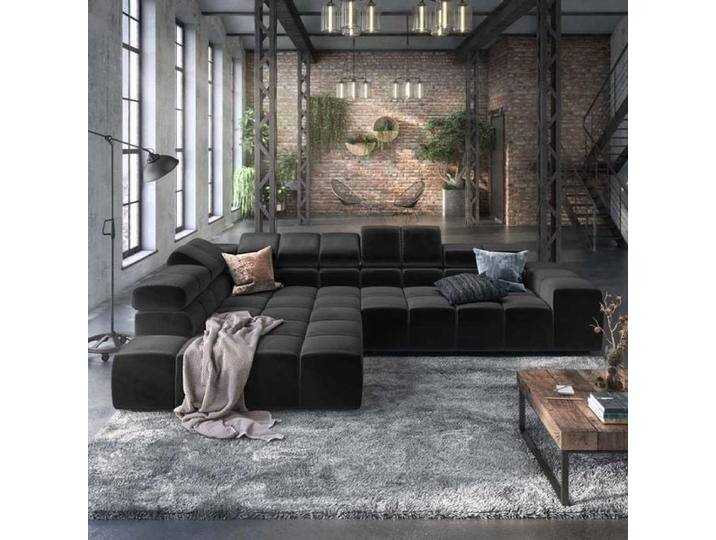 HOMELIV. Charlotta Ecksofa 319x215x82cm Velvet Black Schwarz von HOMELIV