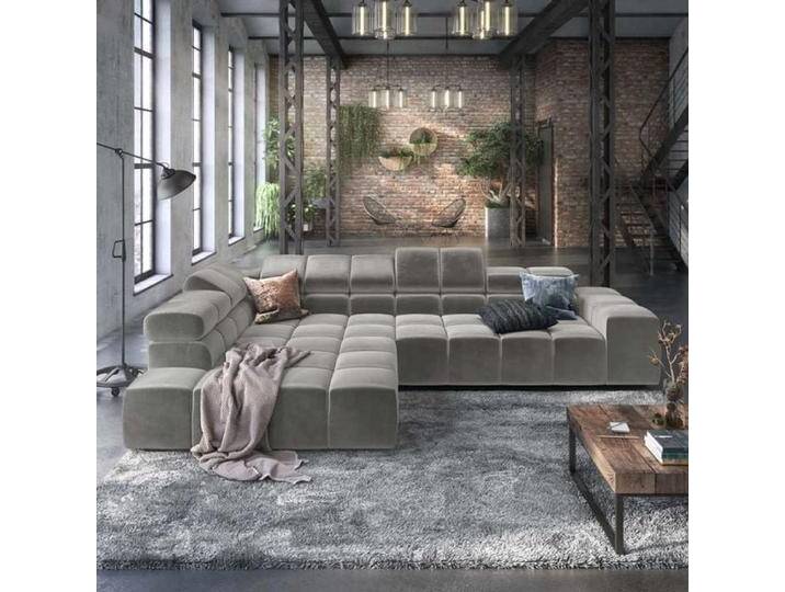 HOMELIV. Charlotta Ecksofa 319x215x82cm Velvet Silver Hellgrau von HOMELIV