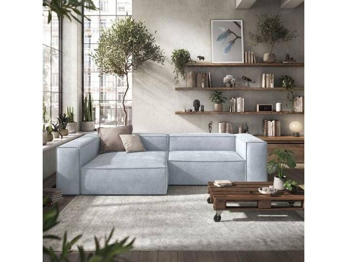 HOMELIV. Glennon Ecksofa Matrix Webstoff Blau von HOMELIV