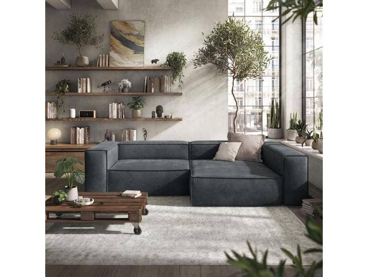 HOMELIV. Glennon Ecksofa Matrix Webstoff Dunkelgrau von HOMELIV