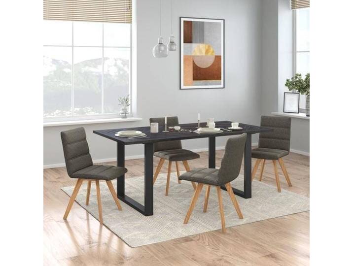 HOMELIV. Grapes Essgruppe 5-tlg. Tisch 180x90cm Dunkelgrau Braun von HOMELIV