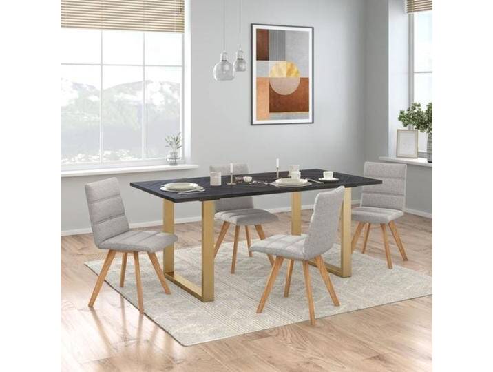 HOMELIV. Grapes Essgruppe 5-tlg. Tisch 180x90cm Dunkelgrau Hellgrau von HOMELIV